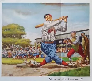1947 John Hancock Insurance * BASEBALL POSTER * Albert Dorne * CASEY At The BAT - Bild 1 von 7