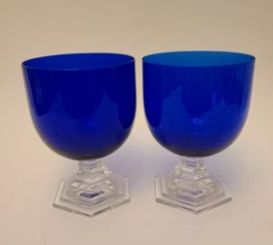 Baccarat Orsay Cobalt Blue Crystal Water Wine Glass -Lot of 2 - Picture 1 of 12