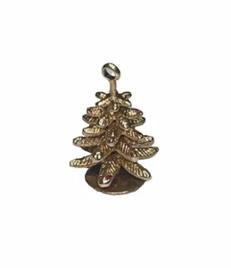 14k Solid Yellow Gold 3D Realistic Looking Christmas/ Pine Tree Pendant! - Picture 1 of 3