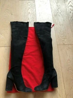 Auténticas botas de peaje de gamuza negras BALLY AZEMA talla 36 EU/5,5 EE. UU. Hechas en Italia Foto 1 de 4