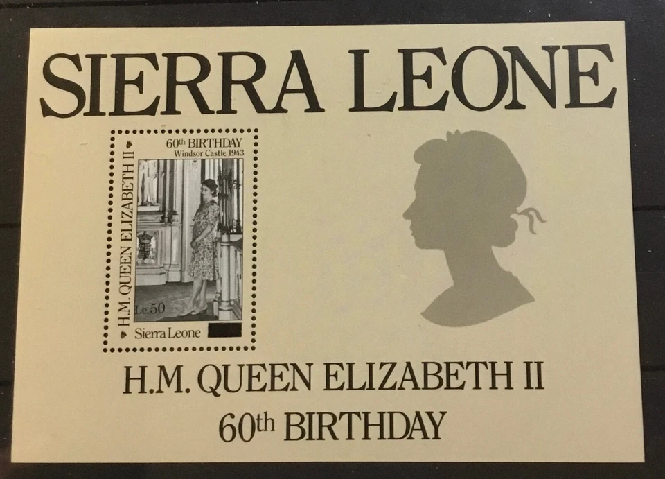 SIERRA LEONA # 763. HOJA DE RECUERDO. REINA ISABEL II 60 CUMPLEAÑOS.  MNH Foto 1 de 1