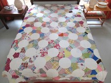 Vintage Hand Pieced Feed Sack Novelty Prints SNOWBALL Quilt TOP; 86