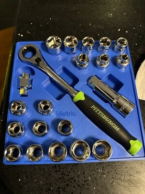 3D PRINT 21 Pcs 3/8 SAE & Metric 72T Pass Go-Thru Socket Set Tray (Tray Holder Only)