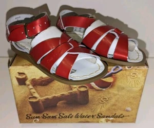 NEW PRETTY SALTWATER SUN-SAN GIRLS CANDY RED WATERPROOF SUMMER SANDALS SIZE 7 - Picture 1 of 6
