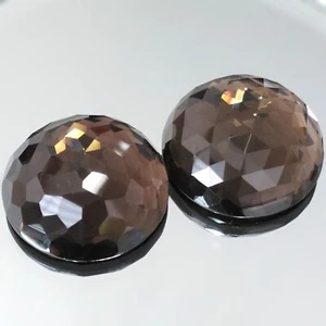 79.36cts 25mm Matching Round Pair Natural Smoky Quartz Loose Genuine Gemstones - Picture 1 of 3