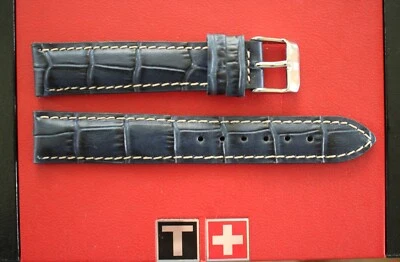 #1 SILVER BUCKLE 18MM DARK BLUE CROCO CALF WATCHBAND WATCH BAND STRAP FOR TISSOT - Image 1 of 4
