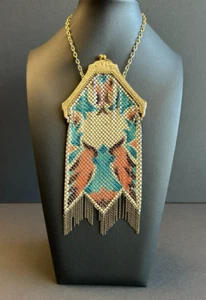 Vintage Art Deco Mandalian Enamel Mesh Purse - Picture 1 of 10