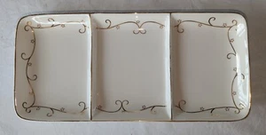 Mayfair & Jackson 3 section white and gold rectangular platter - Picture 1 of 2