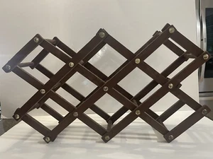 Wooden Freestanding Folding Wine Bottle Rack Kitchen Storage Vintage - Picture 1 of 9