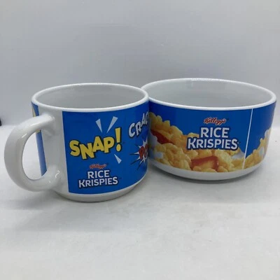 Rice Krispies Cereal Bowl and Mug Cup Set Ceramic Kellogg's Snap! Crackle! Pop! - Image 1 of 4