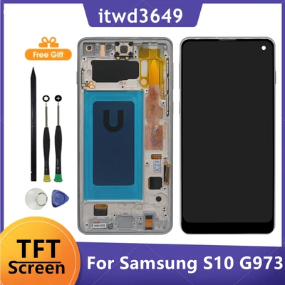 For Samsung Galaxy S10 SM-G973 LCD Display Touch Screen Digitizer Silver Replace - Image 1 of 4
