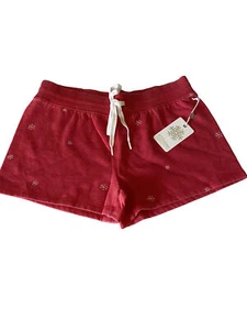 PJ Salvage Pajama Shorts Small Red Snowflake Embroidered Joyful Loungewear NWT - Picture 1 of 6