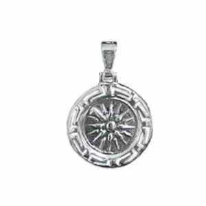 Antikgriechischer Sterlingsilber Anhänger - Vergina Stern mit griechischem Schlüsselmotiv Rand - Bild 1 von 1