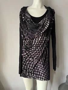 Vivienne Tam Mesh Animal Print Long Sleeves Cowl Neck Mini Dress Womens M - Picture 1 of 8