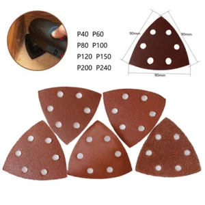 10x Delta Sanding Sheets Discs 40-240Grit Triangle Sander Grinder Paper Pads - Picture 1 of 9