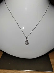 Nadri Pave CZ Silver Simulated White Pearl Pendant Necklace  - Picture 1 of 8
