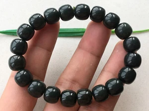 10mm Certified 100% natural Hotan Jade Hetian Reiki old shaped bead bracelet 440 - Picture 1 of 12