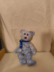 Ty Beanie Babys 1999 Holiday Teddybär Plüschtier - blau ohne Etikett - Bild 1 von 2