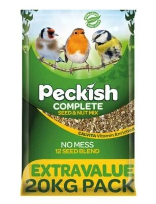 Peckish Complete 20kg All Season Seed & Nut Wild Bird Feed Extra Value Bag Robin