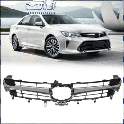 Front Bumper Upper Grille Chrome For 2015 2016 2017 Toyota Camry Hybrid LE SE Foto 1 de 4