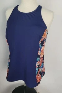 LANDS END blau mit Blumenmuster Tankini Badeoberteil Größe 12 TOP - Bild 1 von 3