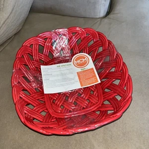 MCM Earthenware Bread Basket Red 12x11x4” - Picture 1 of 2