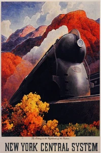 Train Vintage Poster.Ney York Central System.Bedroom Art Interior design.905i - Picture 1 of 1