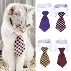 Adjustable Formal Bow Tie Pet Cat Dog Collar Tuxedo Neck Tie Plaid Grooming ∂ - Picture 1 of 24
