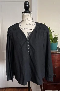 Time and Tru Women's Black 100% Cotton Woven Relaxed Denim Top Size M - Picture 1 of 14