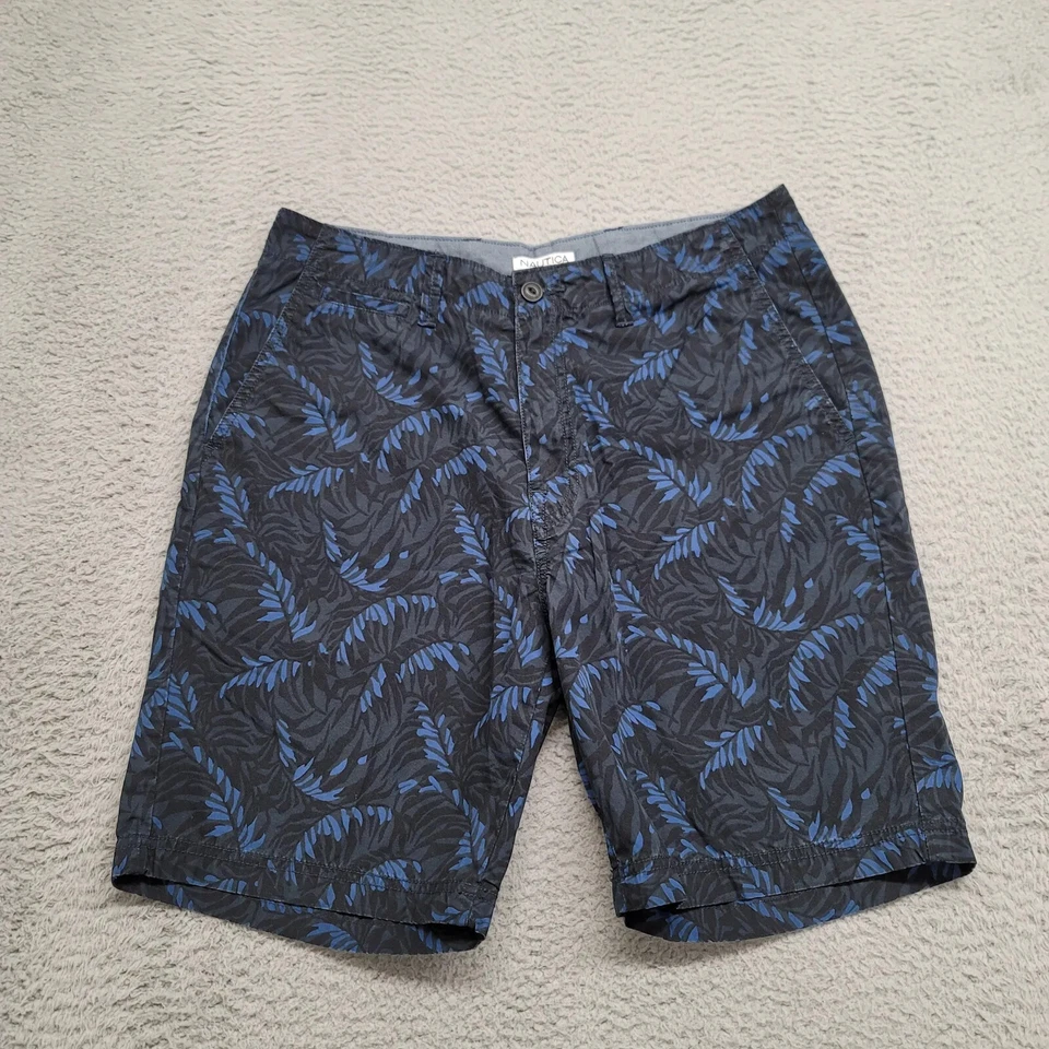 Pantalones Cortos Nautica Para Hombre 32 Negro Azul Palma Estampado Floral Chino Informal Playa Aire Libre Foto 1 de 4