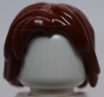 Lego Reddish Brown Minifig Hair Mid Length Tousled with Center Part - Image 1 of 2