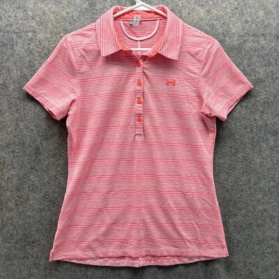 Under Armour Polo Shirt Women Medium Ladies Pink Golf Pastel Snap Athletic - Imagem 1 de 4
