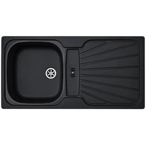 Liquida CMP5BL 1.0 Bowl Reversible Inset Black Kitchen Sink With Waste Kit - Picture 1 of 10