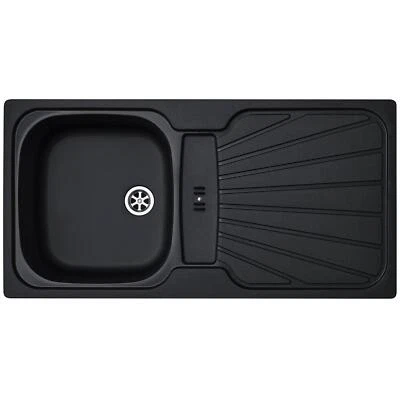Liquida CMP5BL 1.0 Bowl Reversible Inset Black Kitchen Sink With Waste Kit - Image 1 of 4