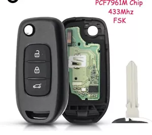 Fits Renault Megane 433MHz PCF7961M Complete Transponder Remote Key - Foto 1 di 6