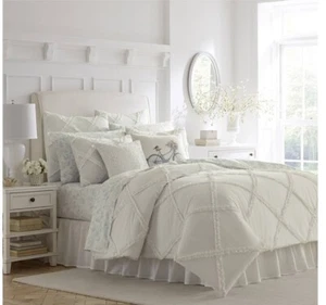 Laura Ashley Adelina White Full/Queen Comforter & Sham Set New - Picture 1 of 3