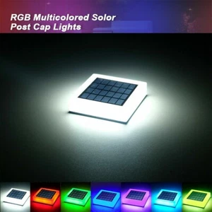 Outdoor Solar Powered LED Deck Post Light Garden Cap Square Fence Landscape Lamp - Picture 1 of 11