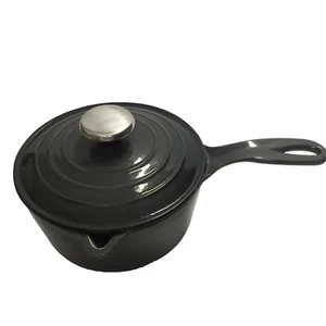 Cooks Tradition Gray Cream Sauce Pan Pot Enameled Cast Iron Pour Spout 7.5 in - Picture 1 of 6