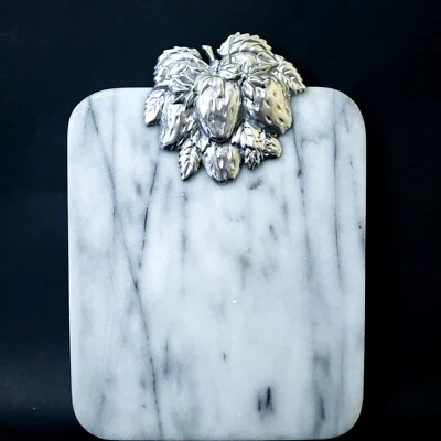 Marble Cheese Tray Cutting Board Pewter Gray and White Rectangular appr  11x8" - Image 1 of 4