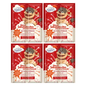4er Pack Dresdner Essenz Pflegebad Sandmännchen Erdbeer-Duft 4 x 45 g Badezusatz - Bild 1 von 2