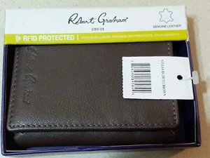 Portafoglio uomo Robert Graham pelle RFID PROTECT triplo scomparto marrone - Foto 1 di 4