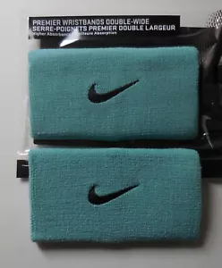 Nike Premier WristBands Doublewide Diffused Jade/Black 1 Pair - Picture 1 of 5