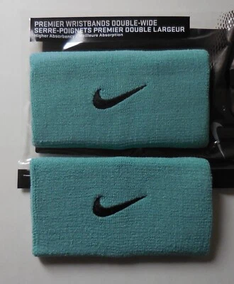 Nike Premier WristBands Doublewide Diffused Jade/Black 1 Pair - Image 1 of 4