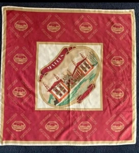 Anna Roschild For Mateus Logo Scarf Red,Tan,Green Combo 76cm x 76cm Vtg 70s - Picture 1 of 6