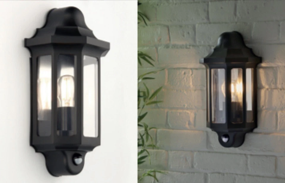 Half Lantern Wall light With PIR, By LAP, Black, Brand New - Image 1 of 1