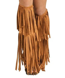 Peace Love Hippie 60s Adult Ladies Fringe Boot Covers for Halloween Costume - Picture 1 of 1