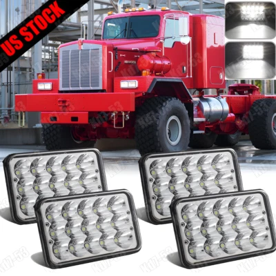 Faros LED 4x6" H4 haz alto bajo para Freightliner Classic XL Kenworth C500 4 piezas Foto 1 de 4