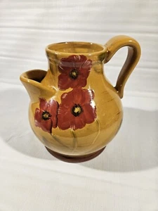 Ambiance Fleur Rouge Pitcher Rustic Yellow Red Poppies 80oz Nanette Vacher - Picture 1 of 13