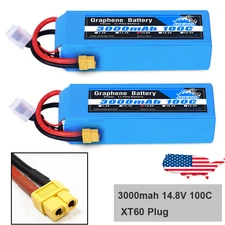2x Yowoo Graphene 4S 14.8V 3000mAh 100C-200C for RC Helicopter Truck Buggy Plane