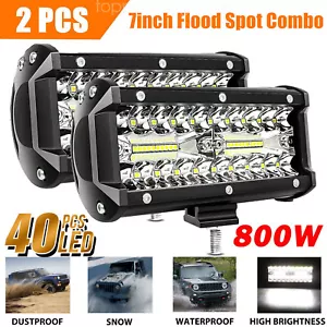 2x 7inch 30000LM LED Work Light Bar Flood Spot Pod Offroad Fog Driving ATV Truck - Picture 1 of 11